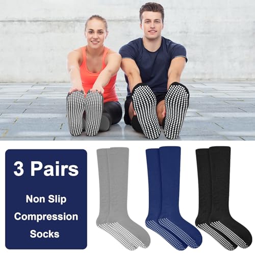 3 Pair Non Slip Compression Socks Women Men - color: Dark Color, style: Minimalist