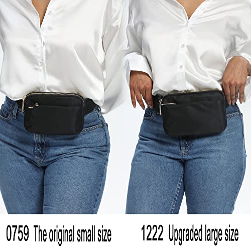 UTO Fanny Pack Crossbody Belt Purse Chest Waist Hip Travel Hiking Bumbag - color: 01222 Black (Gold Zip)