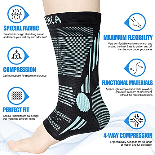 NEENCA Foot & Ankle Brace Socks for Sprained-Ankle Compression Sleeves Set - color: Blue, size: Medium