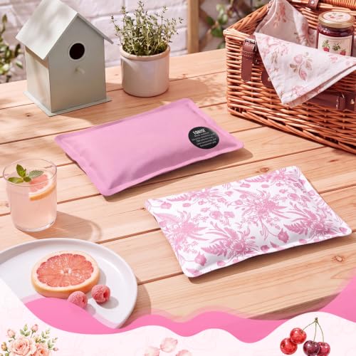 VIHOSE 2 Pcs Ice Packs for Lunch Box Bag - color: Pink, style: Floral