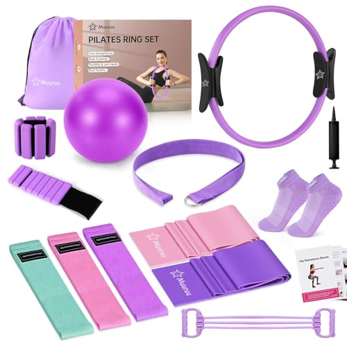 Pilates Kit Equipment, Pilates Ring and Ball for Women Home Workout - color: Purple