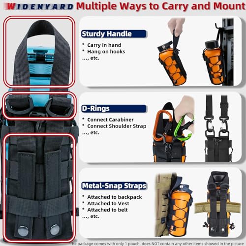 Molle Water Bottle Holder Pouch, 16-77oz Adjustable Capacity - color: Black, size: Enhanced