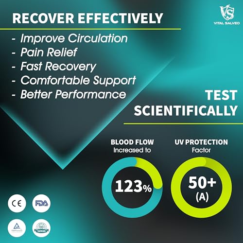 Vital Salveo Recovery Compression Sports Full Leg Sleeve Thigh Calf Long Knee Support Basketball(1 Pair) - size: Small (Pack of 2)