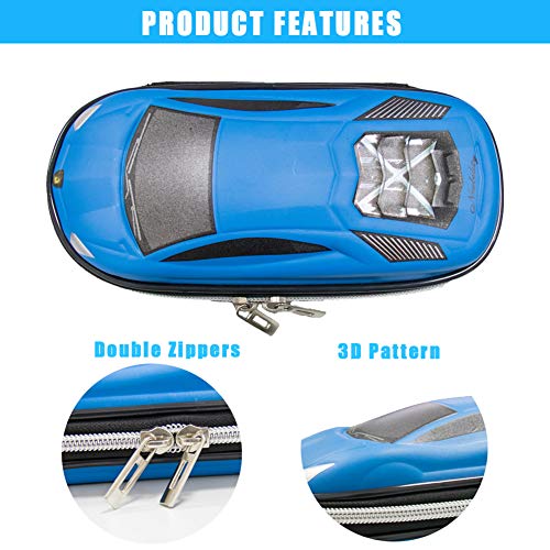 Surpop Supercar Pencil Case, EVA Hard Shell for Kids and Teens, Blue - color: Blue