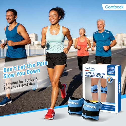 Comfpack Knee Ice Pack for Patella Tendon Relief, Hot Cold Therapy, 2 Pack