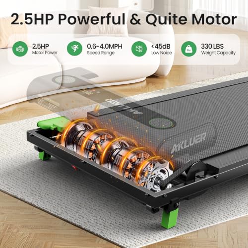 AKLUER Walking Pad Treadmill with 12% Auto Incline Adjustable Handlebar - color: Matte Black
