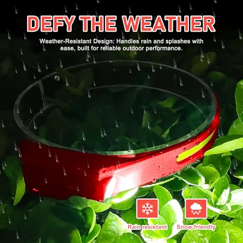 Nessciera Rechargeable LED Headlamp (Red), 400 Lumens, 230° Wide Beam, USB-C, 5 Modes — Lightweight, Adjustable Headband; Hard Hat Clips for Camping, Hiking, Running & Repairs - color: Red