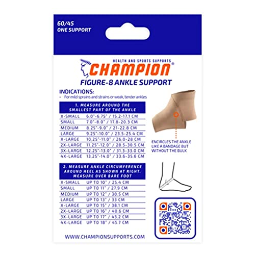 Champion Figure-8 Ankle Support, Light Elastic Compression Brace, Muscle Joint Recovery, Beige, 2X-Large - color: Beige, size: 2X-Large