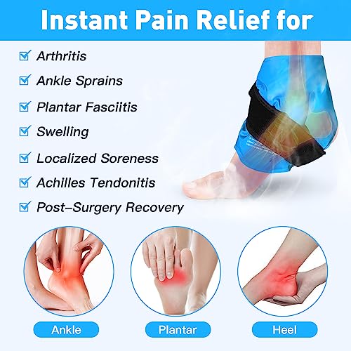 RelaxCoo Ankle Ice Pack Wrap for Swelling, Reusable Gel Ice Pack for Ankle Injuries, Cold Compress Therapy for Foot Pain Relief, Achilles Tendonitis, Plantar Fasciitis, Sprains - style: BLUE 1 PACK