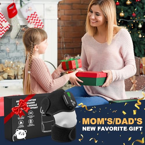 Misawce Electric Heated Knee Massager, 3-in-1 Cordless Knee Brace with Heat and Massage for Knee Elbow Shoulder Wrap with 3 Vibration & Heating Modes