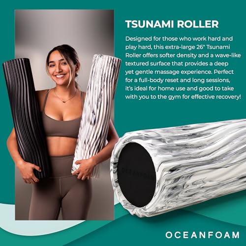 Oceanfoam Tsunami Roller - XLarge Soft Density Foam Roller (Black Marbled) - color: Black Marbled