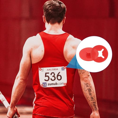 PATIKIL Running Bib Race Clips, 40 Pcs Race Fastener Race Number Buckle Fixing System Marathon Number Buckles Fasteners Holders for Runners Field, Red - color: Red