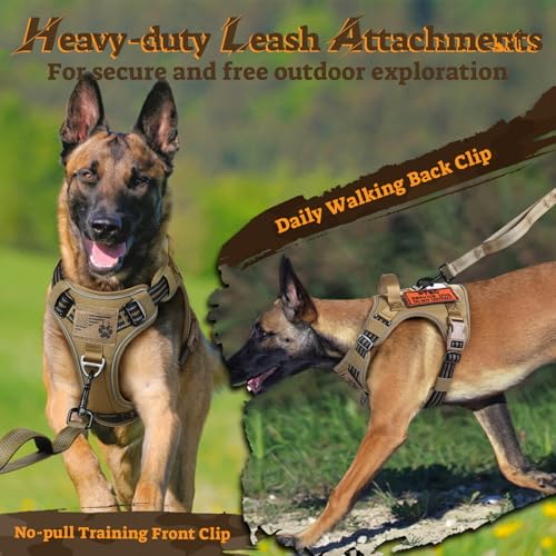 rabbitgoo Tactical Dog Harness for Small Dogs, No Pull Service Pet Vest - color: Brown, size: S(Chest:16.1"-31.5",Neck:15.4"-21.6",Back:7.1")