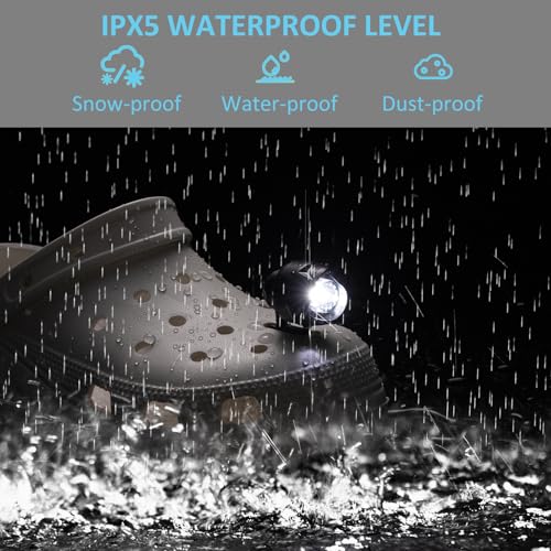 2 Pcs Rechargable Clip on Clog Headlights Lights Flashlights for Shoe,Waterproof Hands Free Flashlights with 3 Light Modes,Clip on Shoe Light Attachment Charm, Accessories for Camping,Cycling,Walking - color: -Black