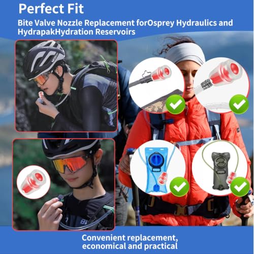Bite Valve Replacement Mouthpiece Fit for Hydration Pack Bladder Water Backpack and Most Brands(4-Pack), with Shutoff Valve and Tube O-Ring - color: 4 Red