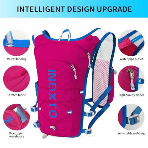 INOXTO Running Hydration Vest Backpack,Lightweight Insulated Pack with 1.5L Water Bladder Bag Daypack for Trail Hiking Running Cycling Race Marathon for Women Men - color: Pink Blue