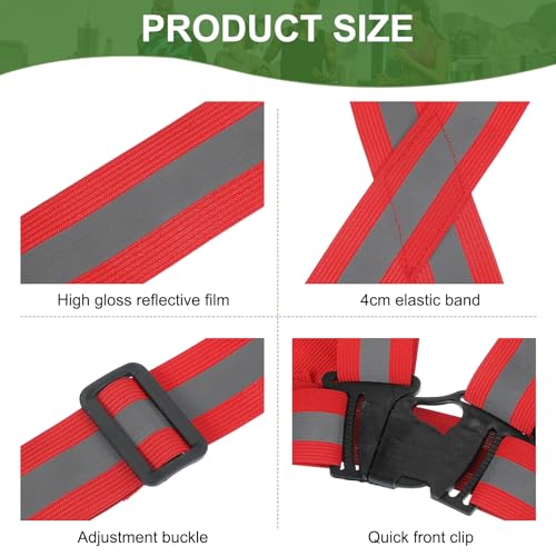 PATIKIL Reflective Safety Vest, Hi-Vis Safety Vests, Adjustable High Visibility Reflective Strips for Outdoor Jogging - color: Red