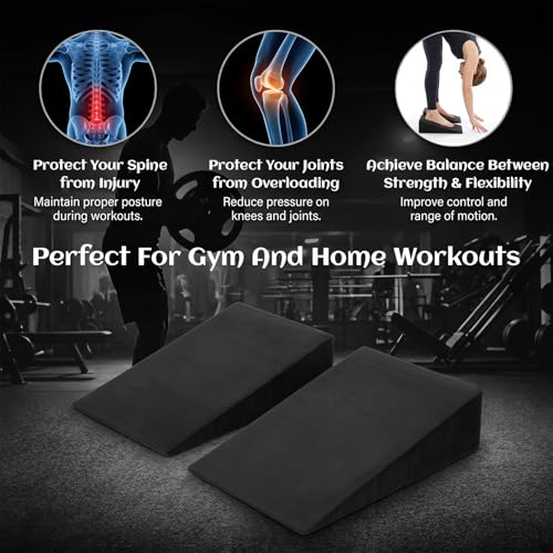 4 Pcs Foam Wedge Squat Wedges for Yoga - 9"L x 5.9"W x 2.4"H EVA Foam Incline Slant Boards for Calf Stretching, Squats, Workout & Exercise