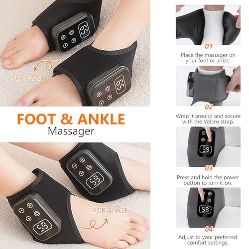 Foot Advanced Renew Triple Method Massager for Neuropathy and Plantar Fasciitis, Cordless Foot Massager with Heat and Vibration（Gray 2pcs）