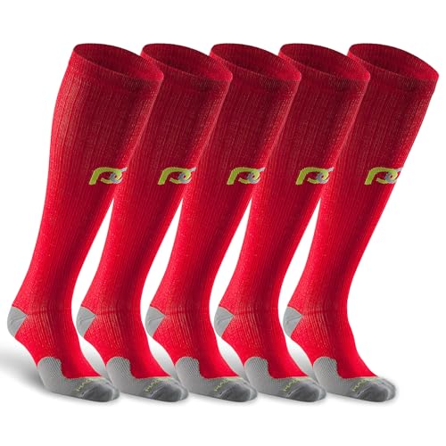 PRO Compression Marathon Socks - color: Red - 5 Pack, size: Large-X-Large