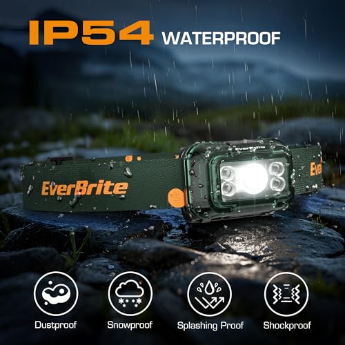 EverBrite Rechargeable Headlamp, 2 Pack Head Lamp for Kids & Adults - color: Forest Green