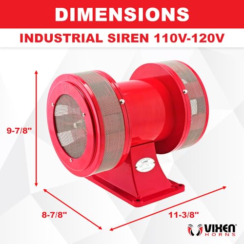 Vixen Horns Extra Loud Air Raid Siren, Industrial Alarm with 120V AC Motor 128 dB, 3300 ft Range, Omnidirectional 360° Coverage | Fire/Tornado Siren Horn with Heavy-Duty Electric Motor, VXS-1488AR - size: 128 dB - Range 3300 ft - HEAVY-DUTY