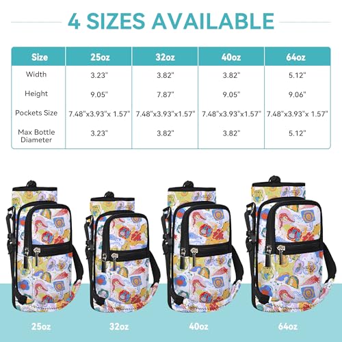 AUPET Water Bottle Sling Bag Sleeve Holder Carrier 25/32/40/64 oz,Insulated Crossbody Water Bottle Case Cover with Strap and Pockets for Men/Women Walking Hiking - color: Zodiac Fantasy, size: 25oz