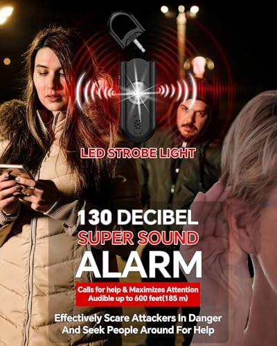 Safe Sound Personal Alarm, 2 Pack 130 dB Loud Siren Song Emergency Security Alarm Keychain with Strobe LED Light, Personal Sound Safety Siren for Women, Men, Children, Elderly - color: Black/Pink