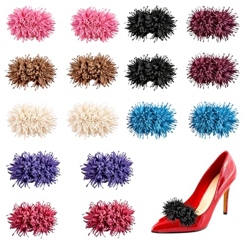 16 Pcs 3D Flower Shoe Clips, 8 Colors Flowers Shoe Buckles
