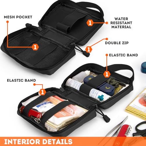 Tactical Molle Pouches Multi-Purpose Military Nylon Waist Pack Utility Bag Detachable Patches Pouches for Dog Vest Harness - color: Black