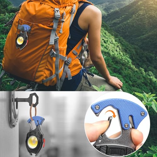 MAKDAK 2PC Keychain Flashlight Rechargeable Cob Keychain Work Light 7 Modes 1600Lumen High Lumen Flashlights for Emergencies,EDC - color: (Orange and Blue)*1PC