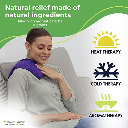 Nature Creation Microwaveable Herbal Heating Pad - Microwave Heating Pad for Neck and Shoulders, Cold & Hot Pack, Heat Pack Warming Pad, Microwavable Heating Pads - Pack of 1 (Purple Marble) - style: Purple Marble