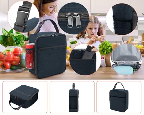 ZM-YOUTOO Lunch Box for Men - Reusable Lunch Bag Men Adult Women- Insulated Small LunchBox - color: Navy Blue