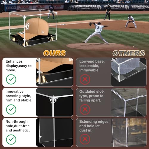 KOLIPI Hat Display Case, Clear Acrylic Baseball Cap Display Box Stand - size: 11 x 8 x 7 inches