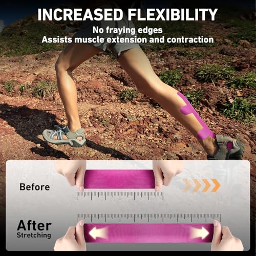 KTQUICK Precut Kinesiology Tape for Achilles Tendon,12PCS,20% Stronger,Pink - color: Pink