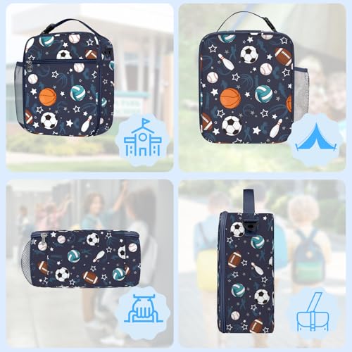 Clastyle Car Insulated Kid Lunch Bag for Boy Lunch Box, Basketball Football - color: Ball