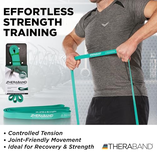 THERABAND High Resistance Band, 25 lbs, Medium, Green, Physical Therapy - size: Medium (25 lbs)