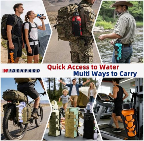 Molle Water Bottle Holder Pouch, 16-77oz Adjustable Capacity - color: Green, size: Basic