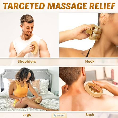 Wooden Massage Ball Roller - Supports Lymphatic Drainage and Pain Relief - color: Wood