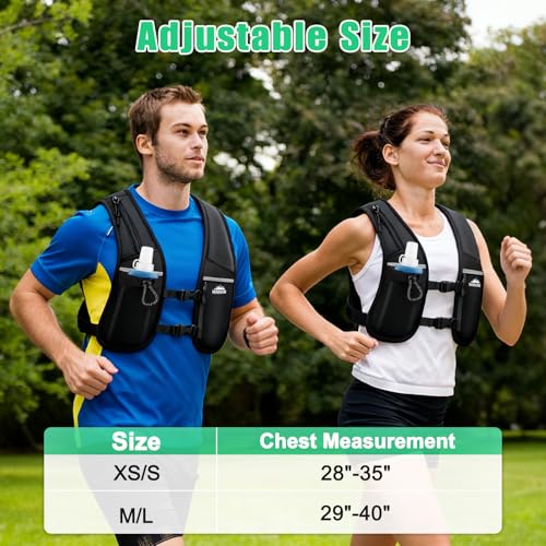Running Vest, Hydration Backpack with 500ml Water Bladder Adjustable Chest Straps Reflective Strip Design Lightweight Breathable Great for Women Men Run/Hiking/Cycling/Climbing (Black, Medium-Large)