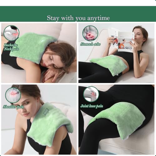 Romfox Microwavable Heating Pad for Pain Relief, Moist Heat for Cramps, Muscles, Joints, Back, Neck and Shoulders, Heat Compress Pillow, for Both Hot and Cold Therapy Green 17 * 8.7 Disassemble