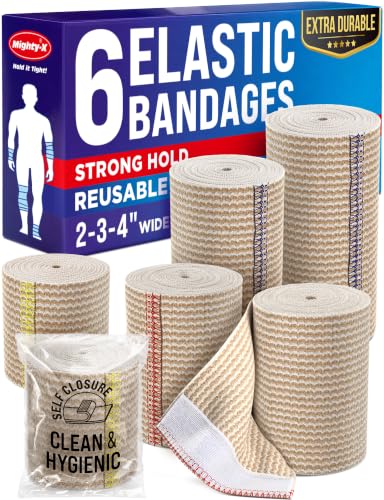 Premium Elastic Bandage Wrap - 6pack (2x2in, 2x3in, 2x4in) - Self-Closing - size: 6 Pack, style: Mix 6pk