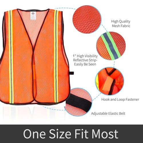 Dazonity High Visibility Reflective Safety Vest, 20pcs,Mesh,Reflective Strips, Fit for Men & Women, Work, Construction (Yellow) - color: Yellow-20pcs