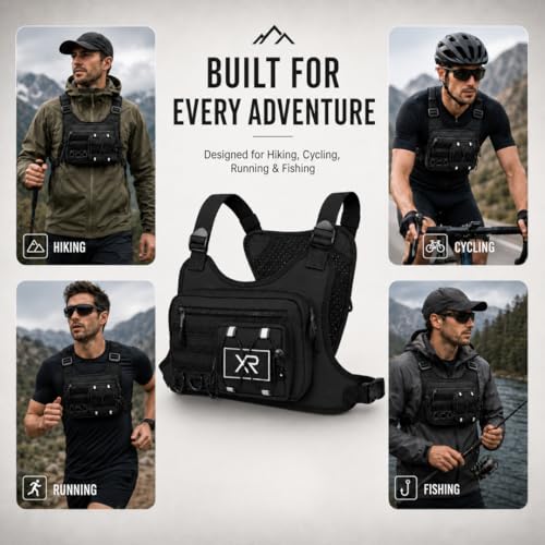 Tactical Chest Bag with MOLLE Pouches- Adjustable Outdoor Sport Chest Rig w/Holstert for Running, Hiking, Cycling & Training (Olive) - color: Olive