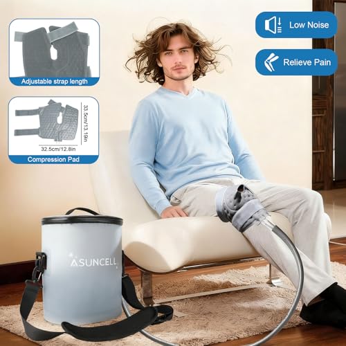 Portable Ice Therapy Machine for Post-Operative Recovery,Knee Pain,Sports Injuries,Swelling,Timer Remote Control Cold Therapy Device Full Knee Brace with Silent Pump