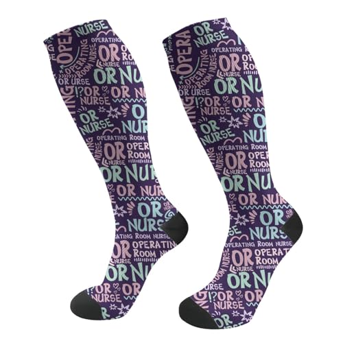 FREEHOTU Compression Knee High Socks for Women/Men Circulation 15-20 Mmhg - color: Nurse