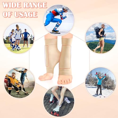 Geyoga 2 Pairs Figure Skating Ankle Pads Socks Sleeves, Beige Color - color: Beige Color