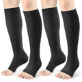 Toeless Compression Socks 15-20 mmHg, 2 Pairs open toe Knee High Support - color: A - Black, size: 4X-Large