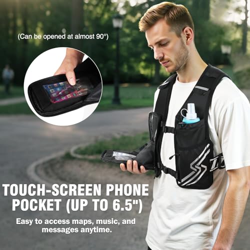 PLUSINNO Running Vest for Men Women, Runners Vest with 500ml Water Bottle - size: Medium-Large (Chest 33"-45")