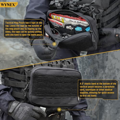 WYNEX Tactical Chest Rig Pack for Men, Running Chest Bag with Front Loop Airsoft, WYNEX Tactical Mag Pouch, Molle Admin Pouch of Laser Cut